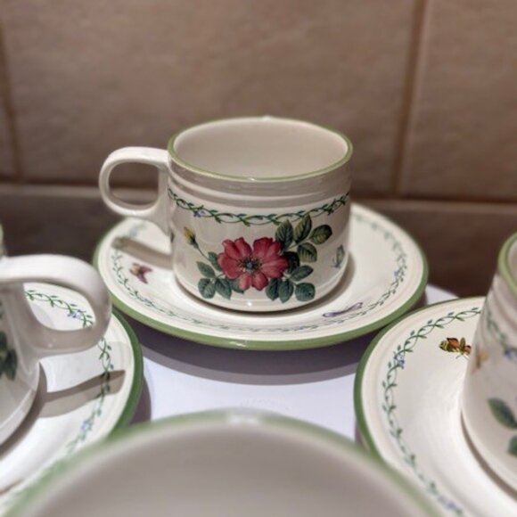 Studio Nova Garden Bloom 4 CUPS & 4 SAUCERS Demitasse 8-pc Y 2372 Vintage 1990s - Picture 4 of 8